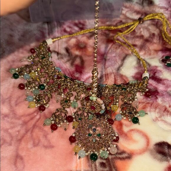 Bollywood style Bridal Elegant Multicolor Jewelry Set NIB NEVER USED - Picture 6 of 13